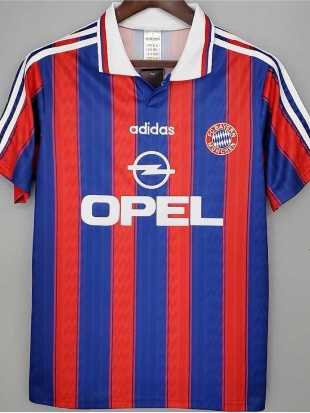adidas Red and Blue Striped Men's Soccer Jersey